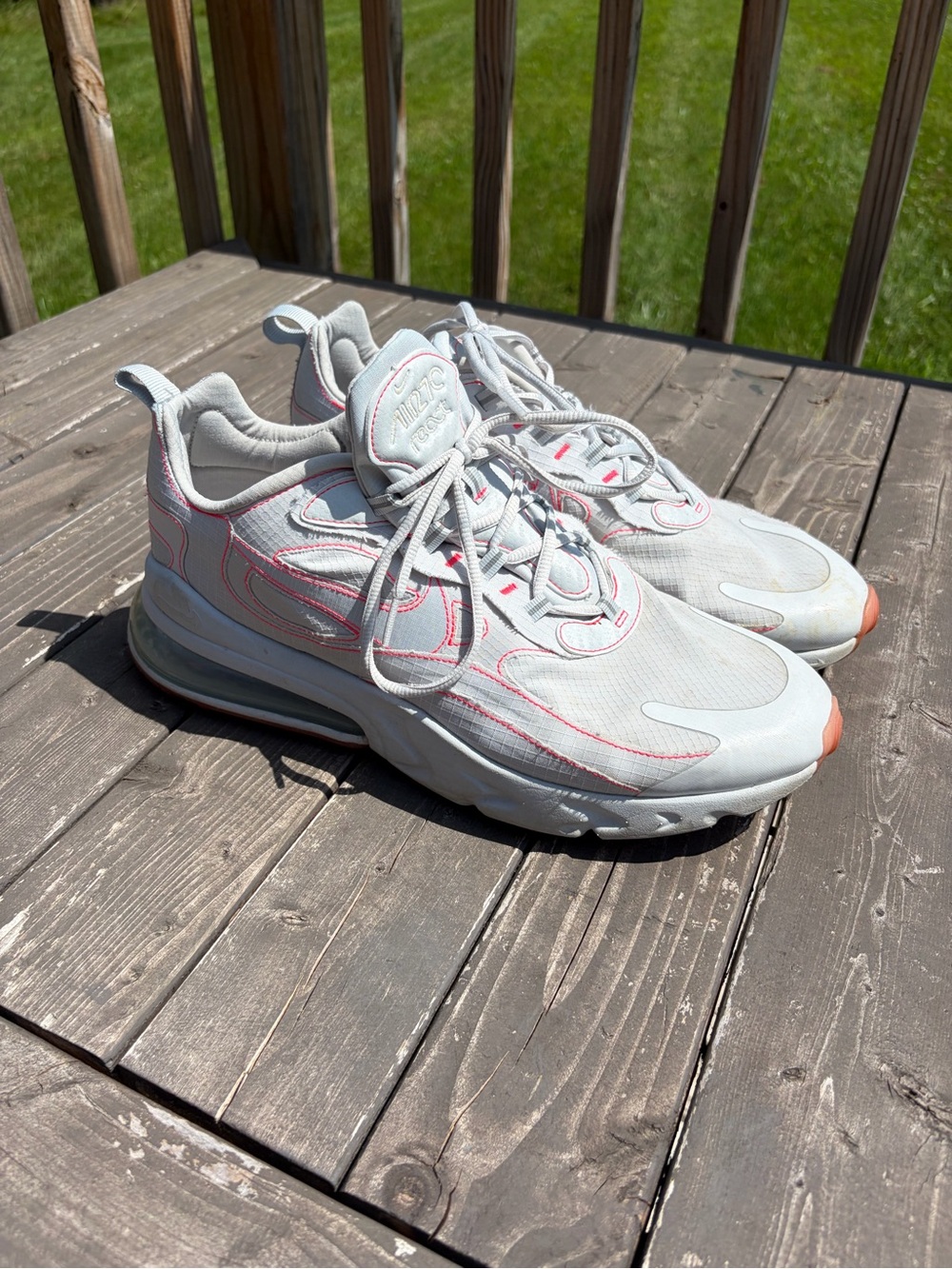 Nike Air Max 270 React SP White‎ Flash Crimson Sneakers CQ6549-100 - Size 13